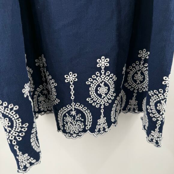 LOFT Ann Taylor Tank Women's Size Extra Small Linen Blend Daisy Eyelet Scallop - Picture 9 of 14